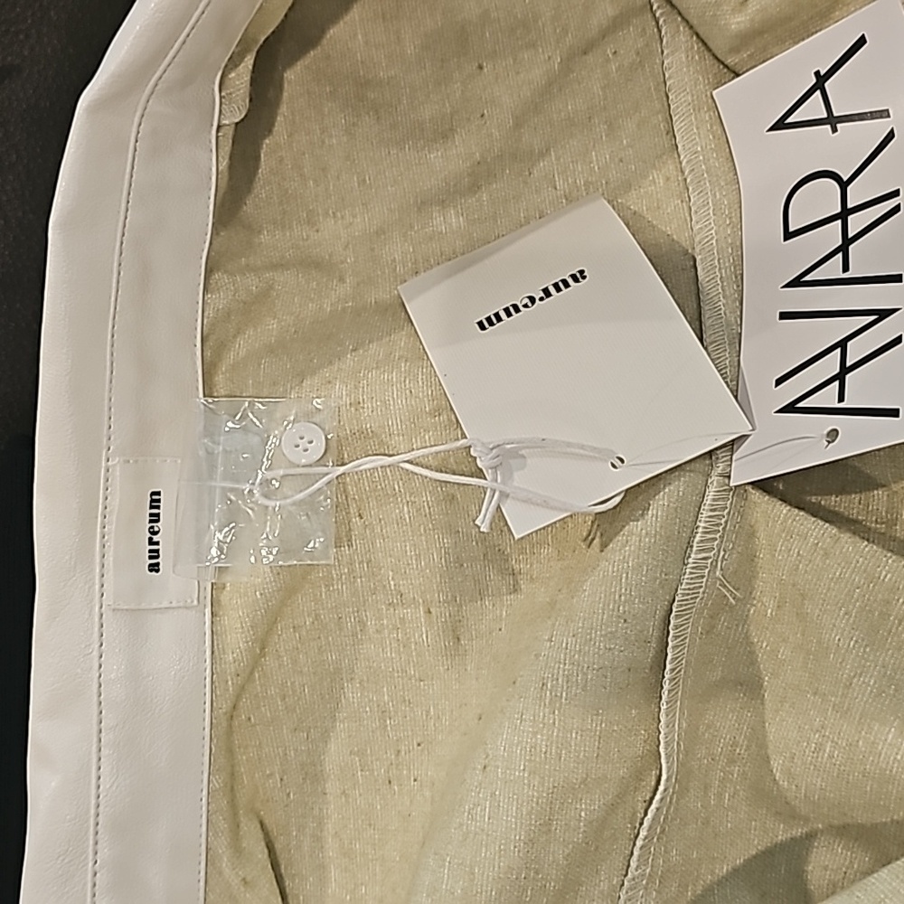 Aureum faux leather ivory/cream Anastasia mini dress size large - Picture 7 of 8
